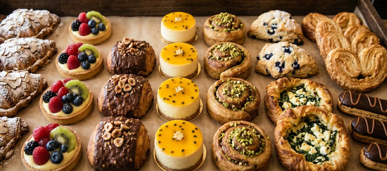 Freshly baked artisan pastries at Ewing Cakes, Ewing New Jersey